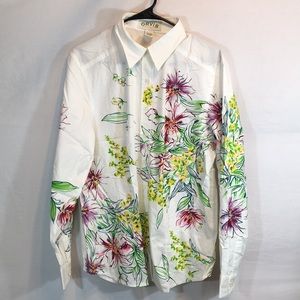 Orvis Large White Floral Long Sleeve Shirt NWOT